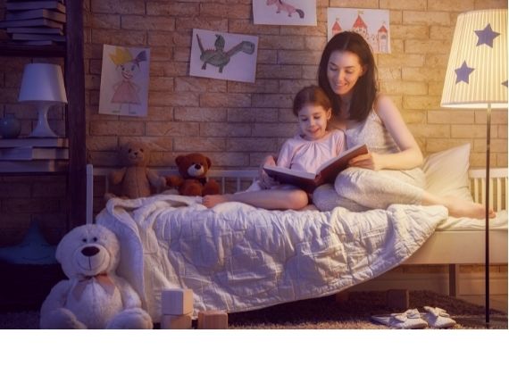 Rotina do sono. Ler na hora de dormir